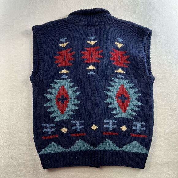 Vtg Eddie Bauer Sz M Navajo Native American Sweater Vest Buffalo Nickel Wool - Picture 8 of 9